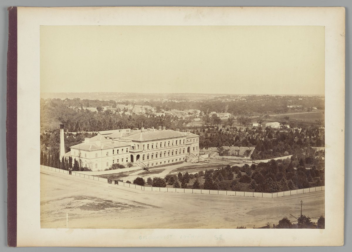 The Government Printing Office, looking south east towards Jolimont (c. 1870)