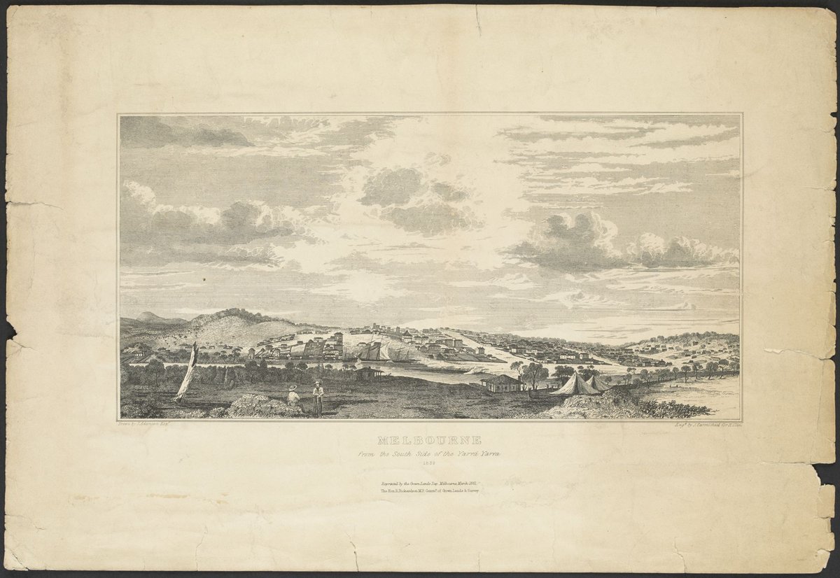 Melbourne from the South Side of the Yarra Yarra 1839, Yarra River (1881)