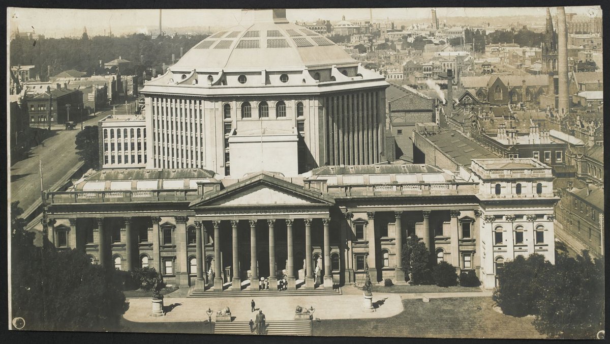 Elevated view of the Melbourne Public Library, Melbourne City (1913)
