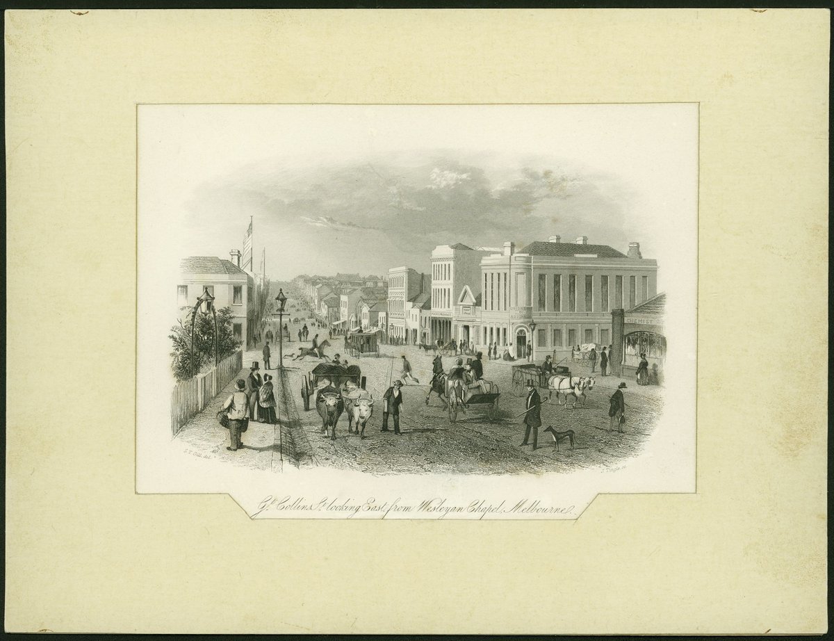 Gt. [i.e. Great] Collins St. looking East from Wesleyan Chapel, Melbourne, Melbourne City (1857)