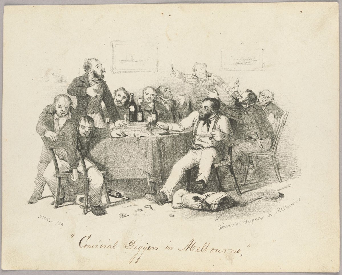 Convivial diggers in Melbourne (1852)