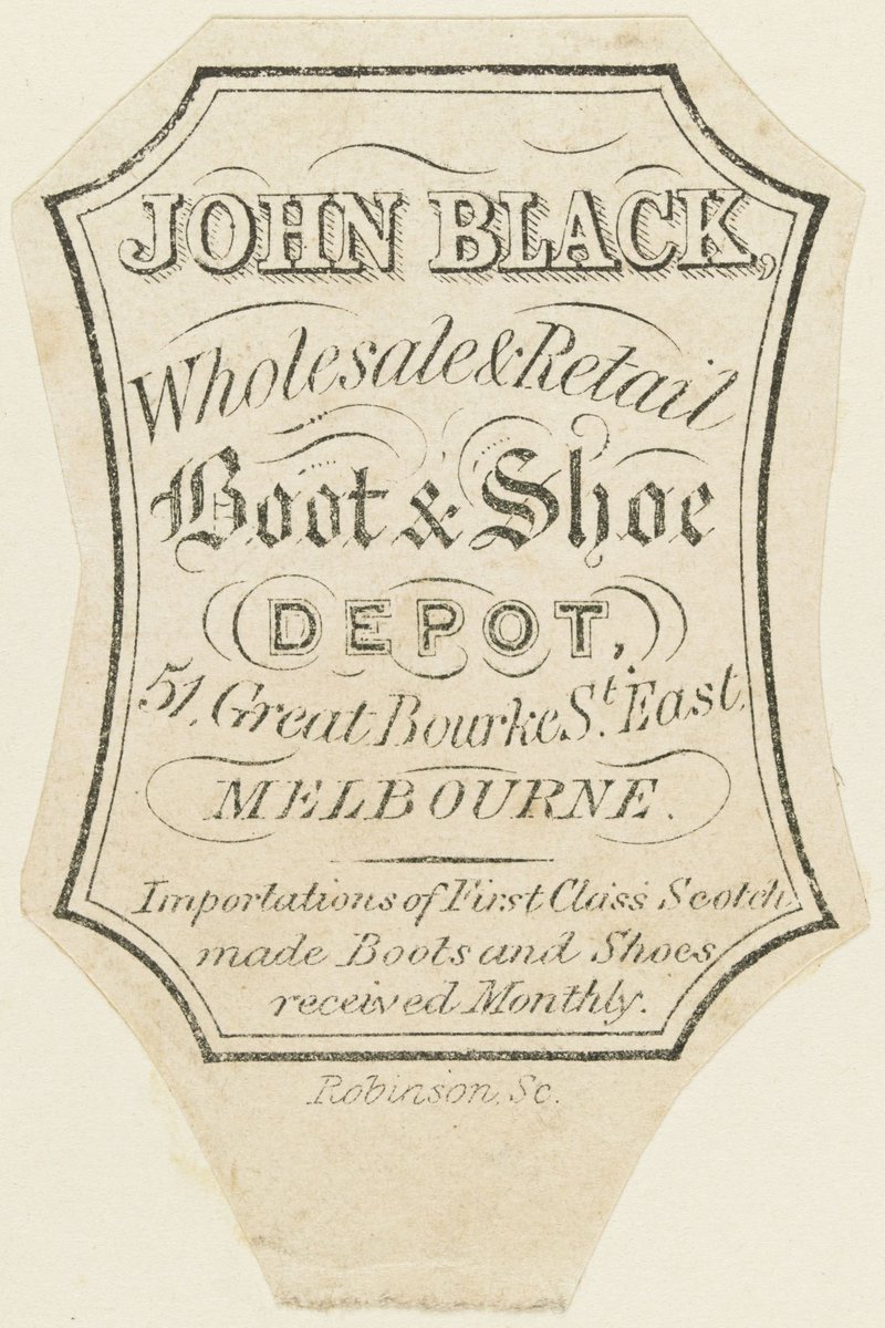 John Black wholesale & retail boot & shoe depot, 51 Great Bourke St. East, Melbourne, Melbourne City (1851–85)