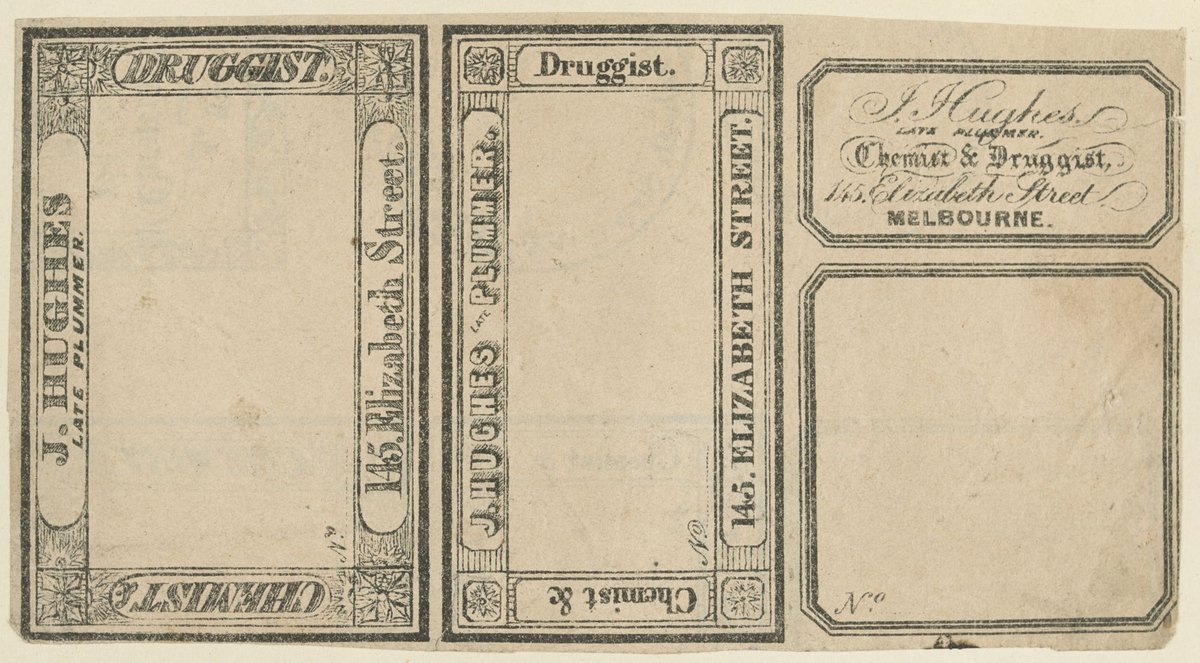 J. Hughs, late Plummer, chemist and druggist, 145 Elizabeth Street, Melbourne, Melbourne City (1851–85)
