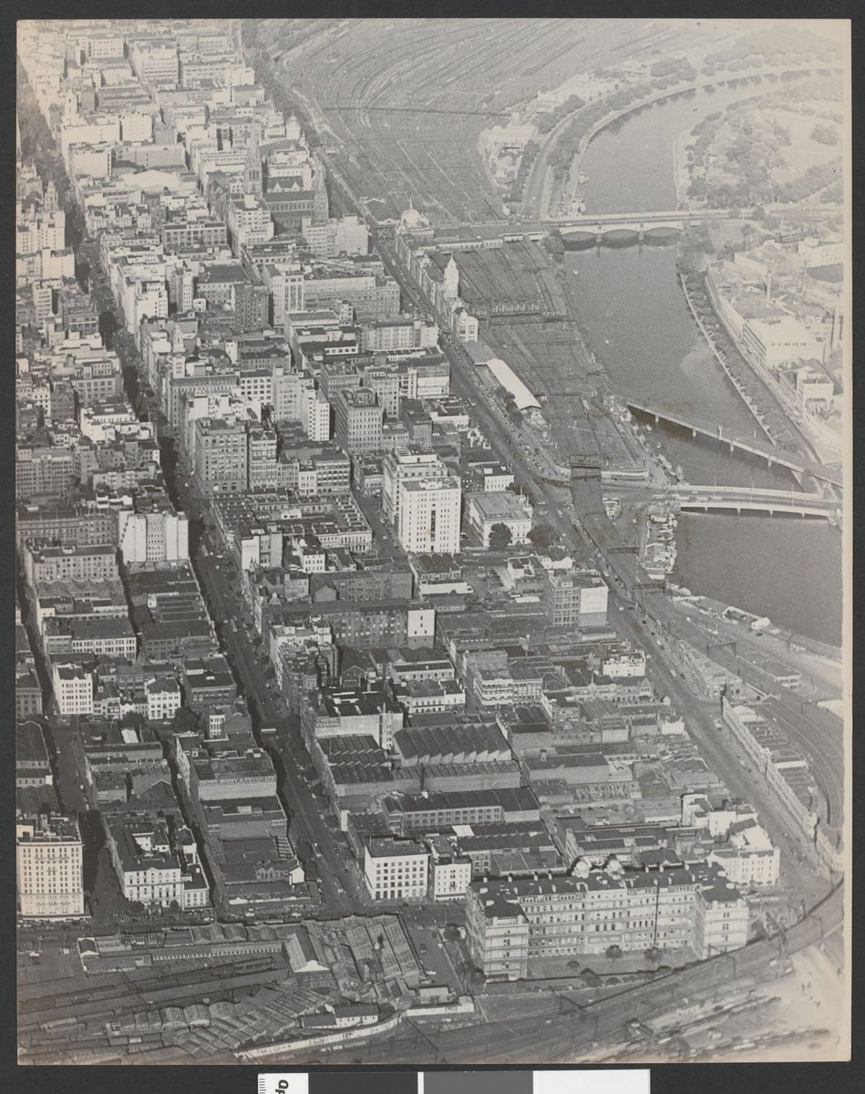 [Aerial view of Collins and Flinders Streets, Melbourne], Melbourne City (1930–50)