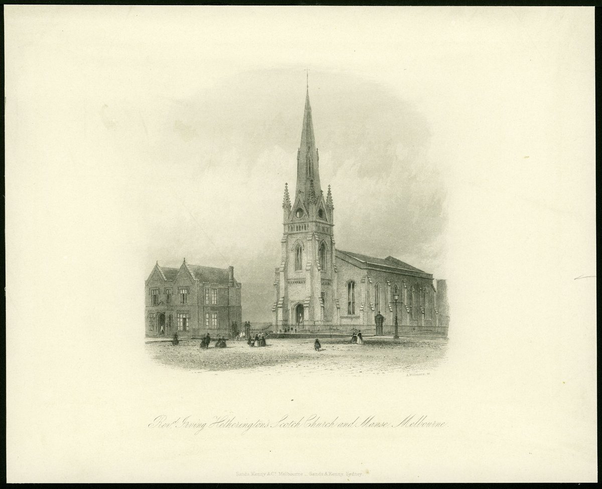 Revd. Irving Hetherington's Scotch Church and Manse, Melbourne, Melbourne City (c. 1862)