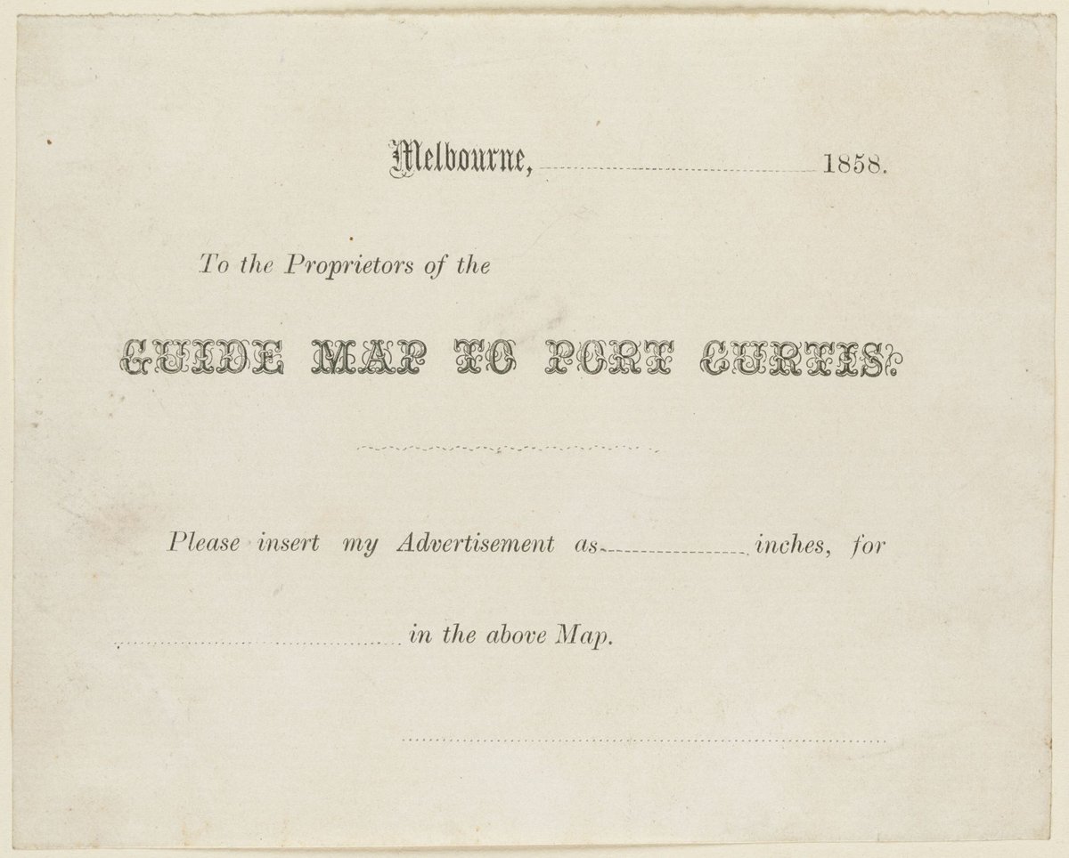 Melbourne, 1858, to the proprietors of the Guide Map to Port Curtis
