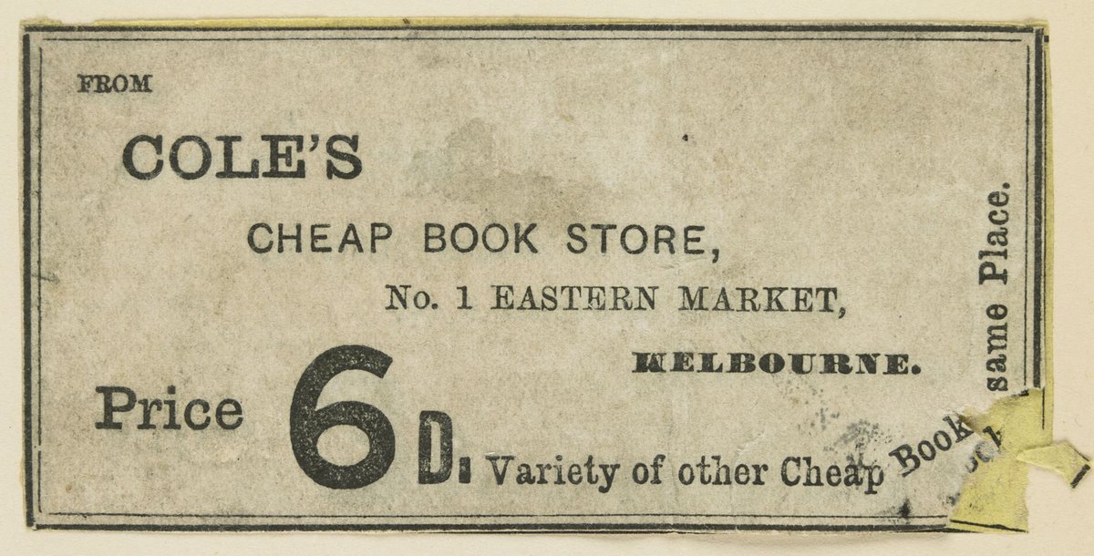 From Cole's cheap book store, no. 1 Eastern Market, Melbourne, Melbourne City (1851–85)