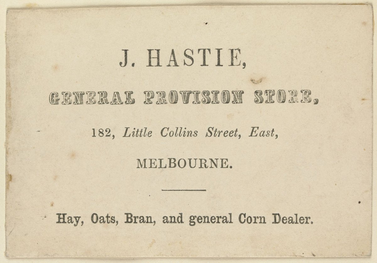 J. Hastie, general provision store, 182 Little Collins Street East, Melbourne, Melbourne City (1851–85)