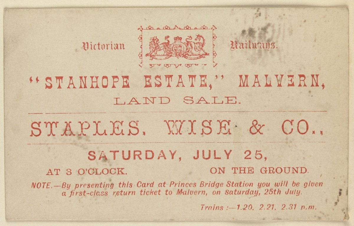 Stanhope Estate, Malvern land sale, Staples, Wise & Co (1851–85)