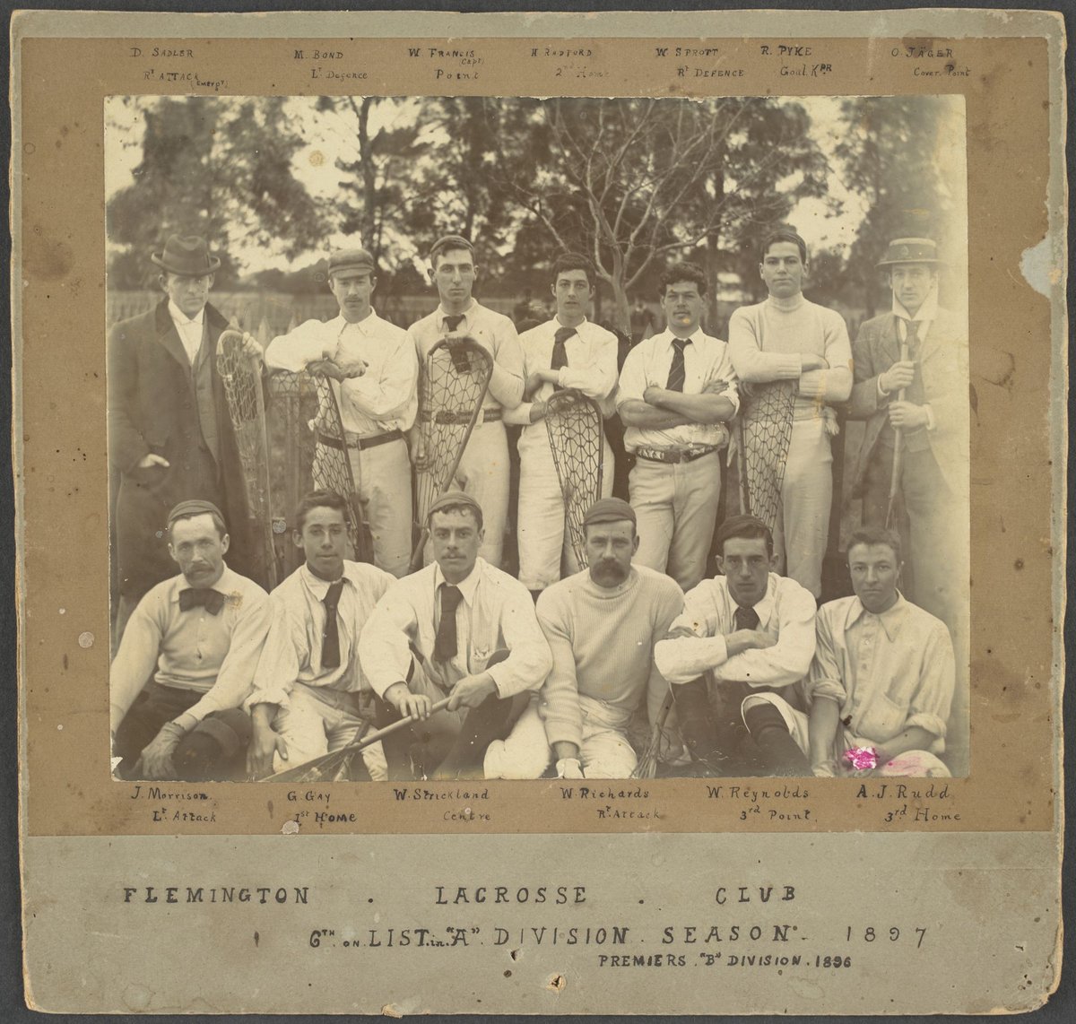 Flemington Lacrosse Club, 6th on list in "A" Division, Season 1897