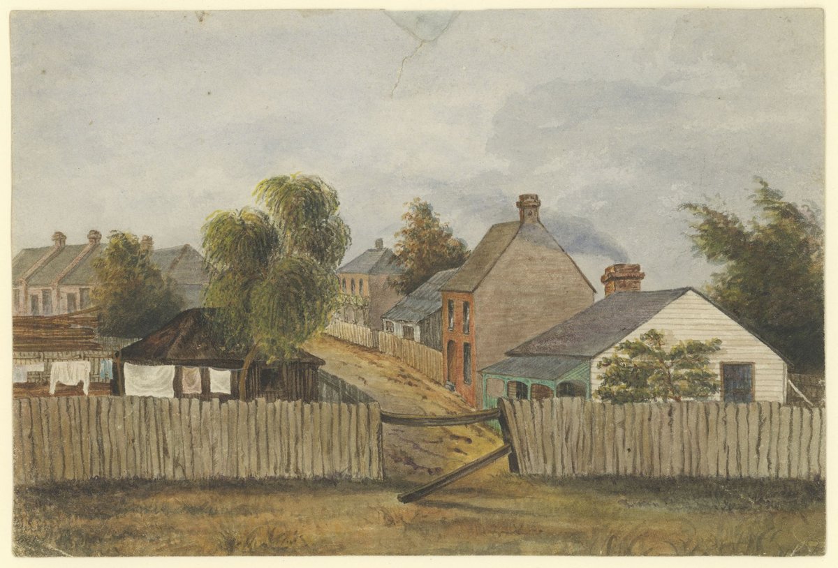 Unidentified street, possibly Flinders Lane, Melbourne, Melbourne City (1844–65)