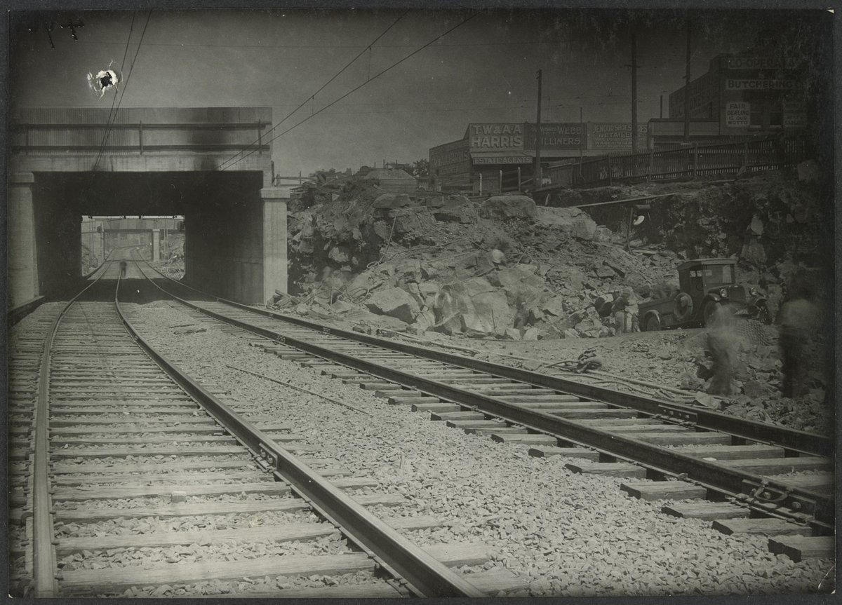 South Kensington to West Footscray, excavation for goods line at Nicholson Street (1927)