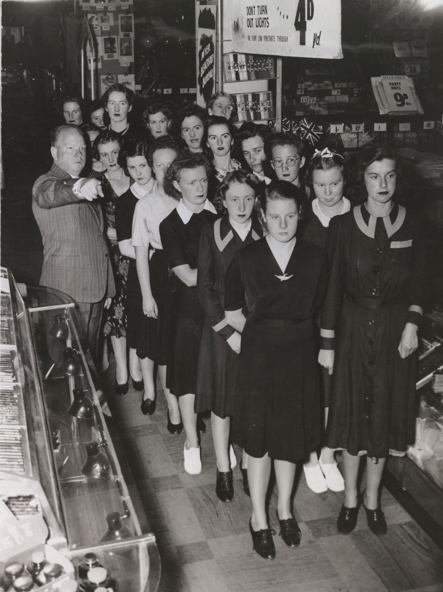 Preparing for Air Raid Precautions test at Myers, Melbourne (c. 1942)