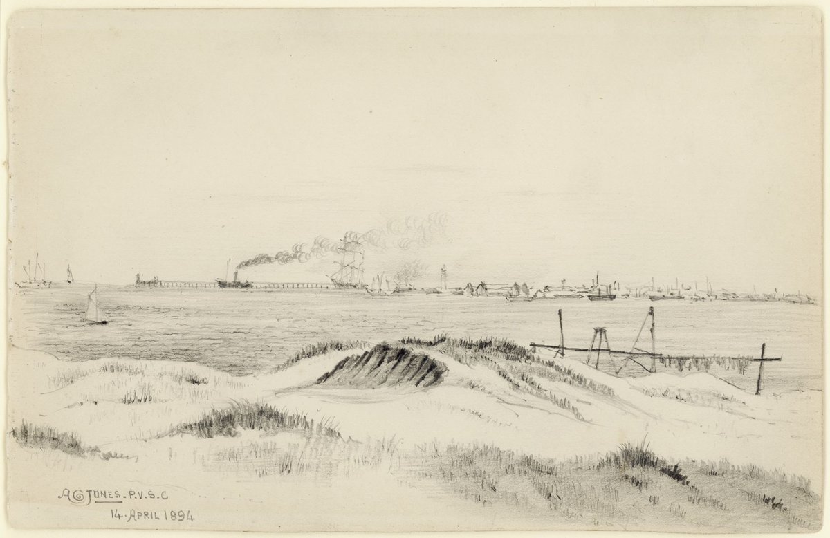 View from Port Melbourne Beach near Fishermans Bend, 14 April 1894
