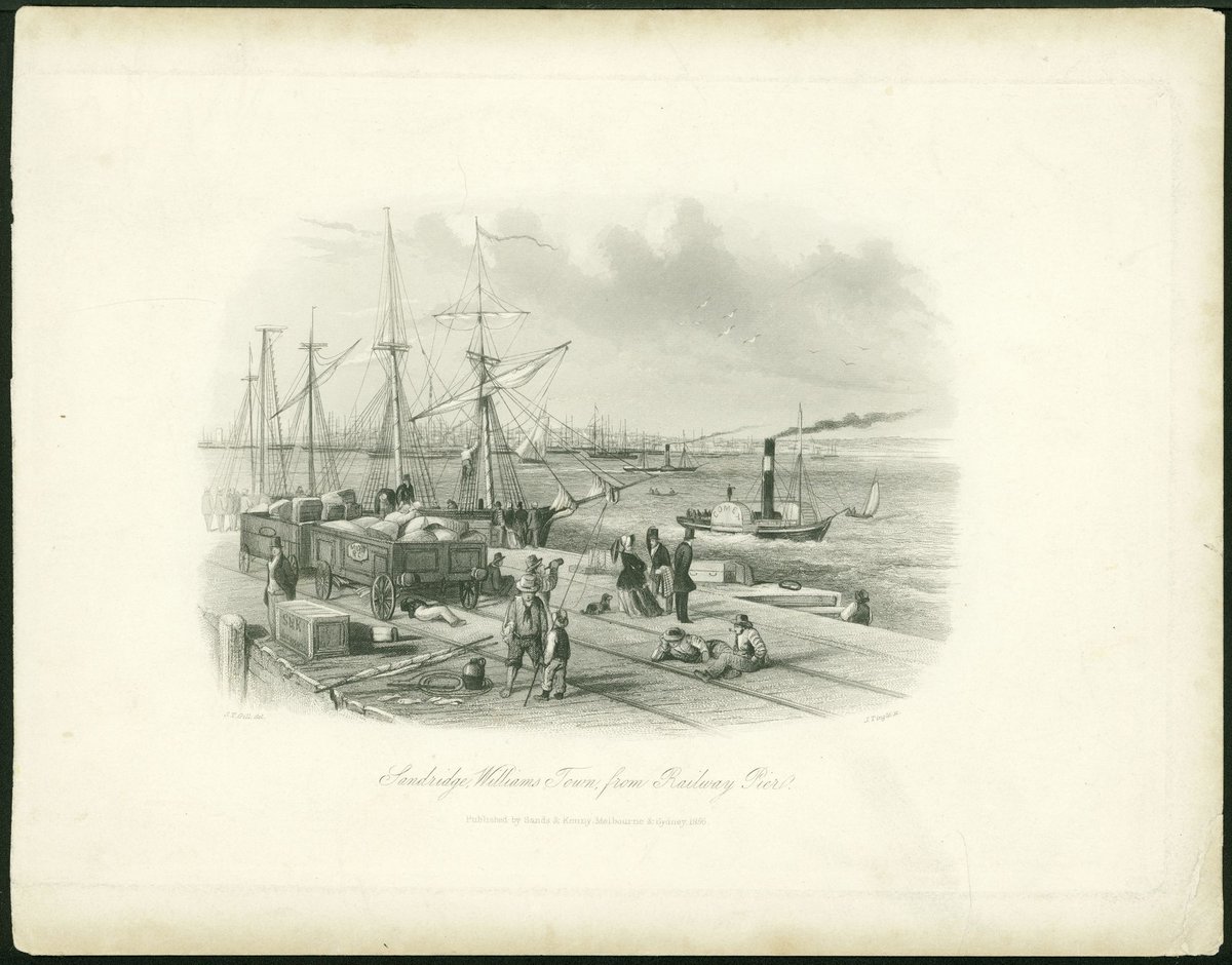Sandridge, Williams Town [i.e. Williamstown], from Railway Pier, Port Melbourne (1857)