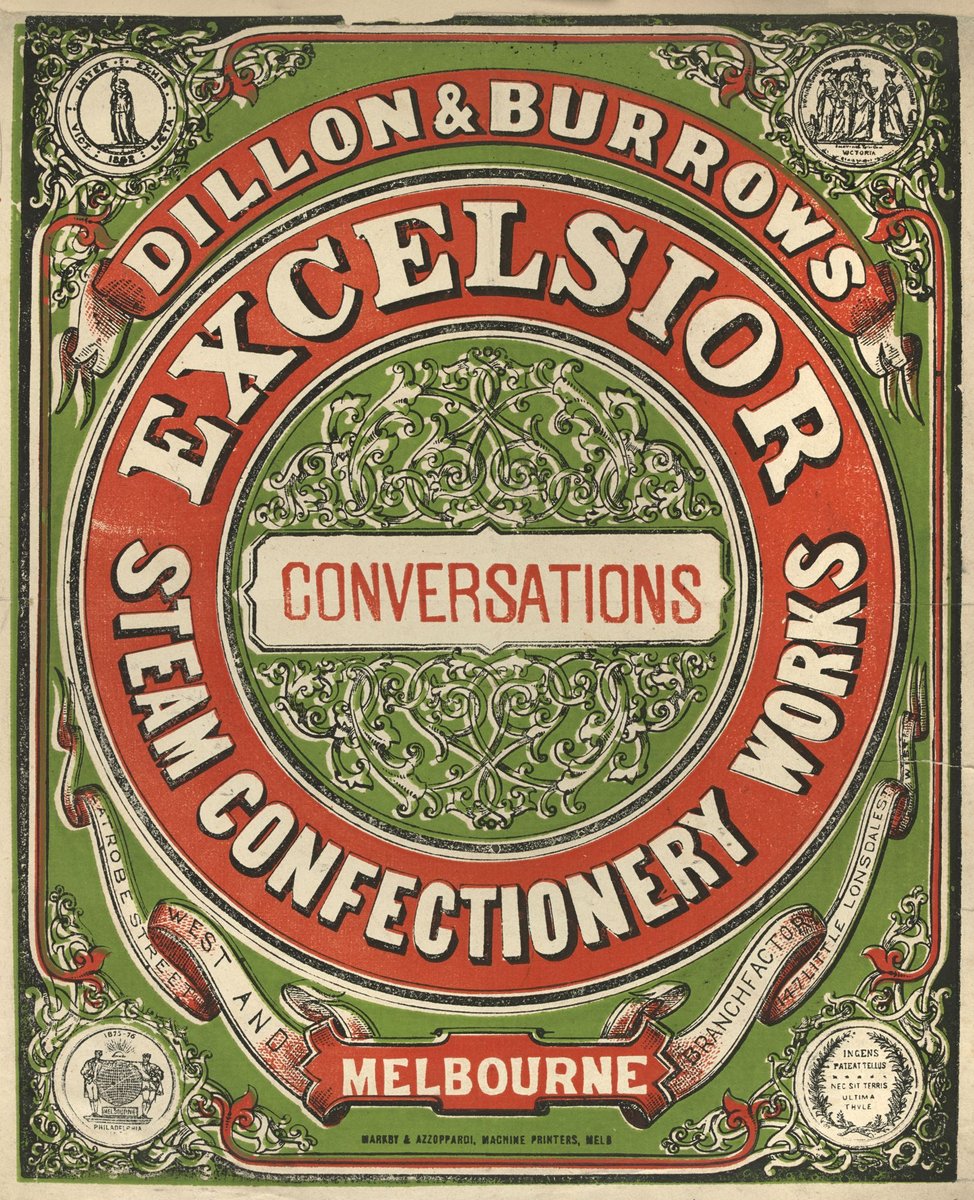 Conversations, Dillon & Burrows, Excelsior steam confectionery works, Melbourne, Melbourne City (1851–85)