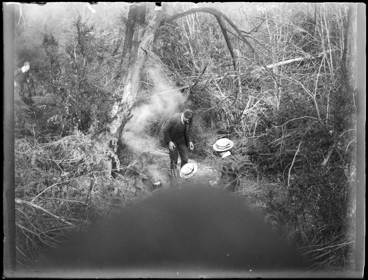 Boys lighting fire, picnic at Eltham, [Vic.] (1907)