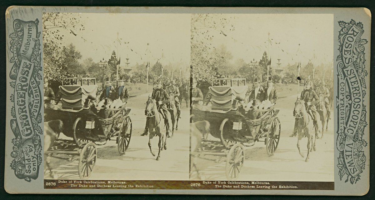 Duke of York Celebrations, Melbourne. The Duke and Duchess leaving the Exhibition (c. 1901)
