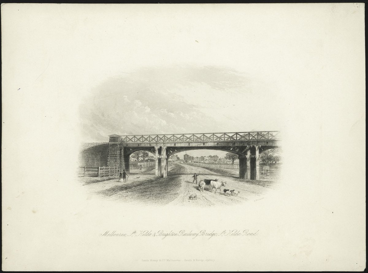 Melbourne, St. Kilda and Brighton railway bridge, St. Kilda Road, Melbourne City (1862)