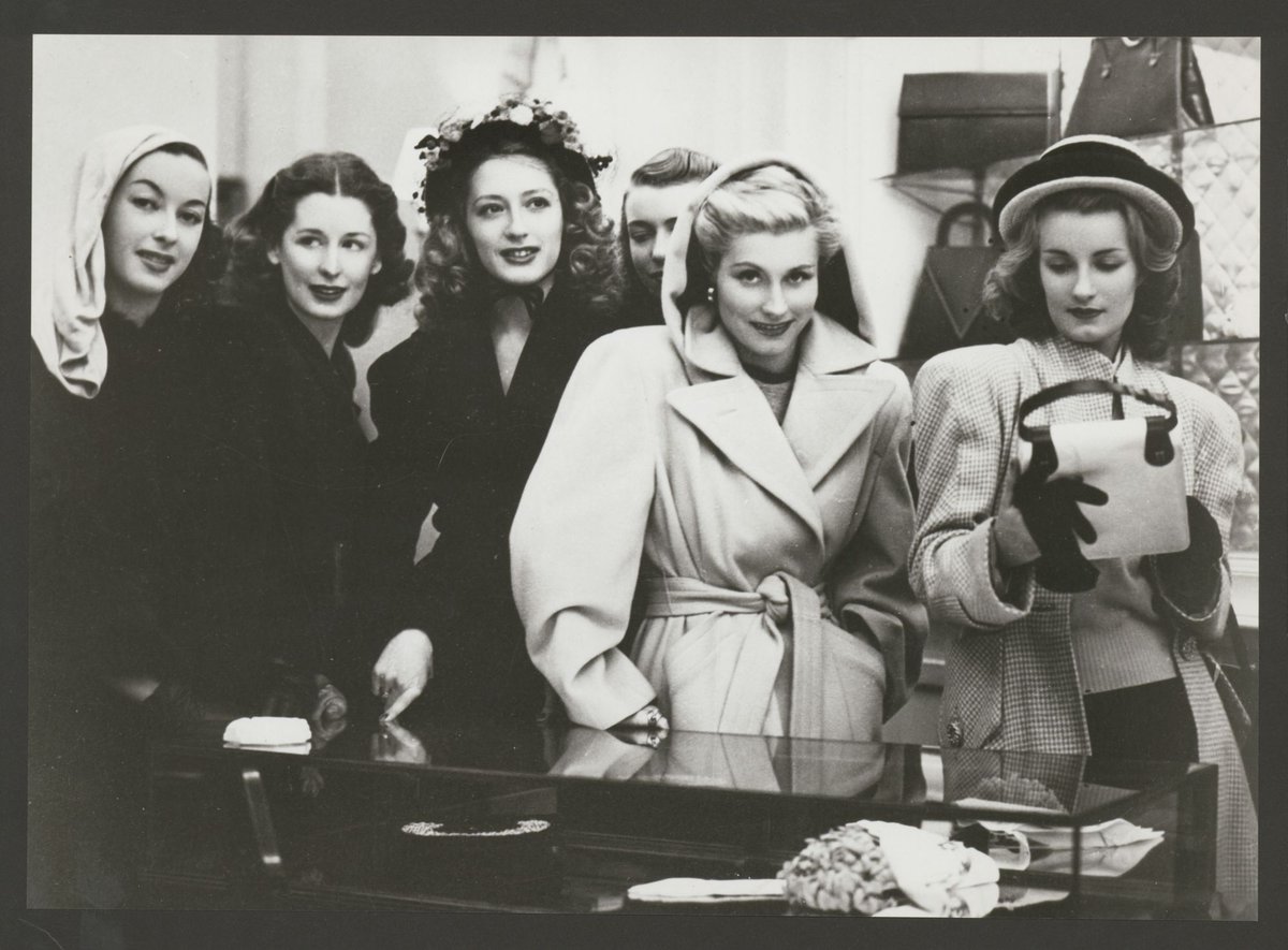 The first French fashion models after the 2nd World War at Geiger's Handbag shop in Collins Street, Melbourne in 1946, Melbourne City