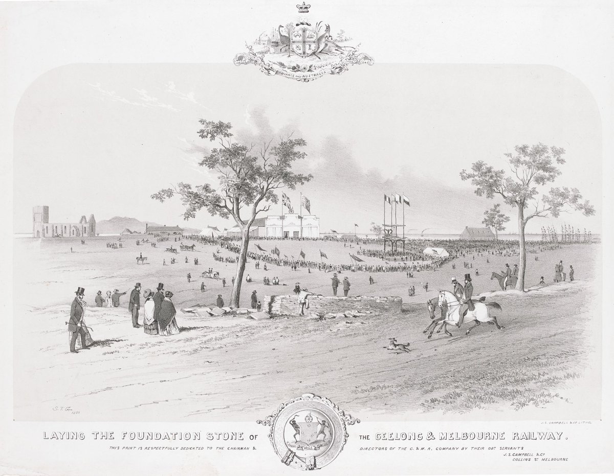 Laying the foundation stone of the Geelong & Melbourne Railway (1853)