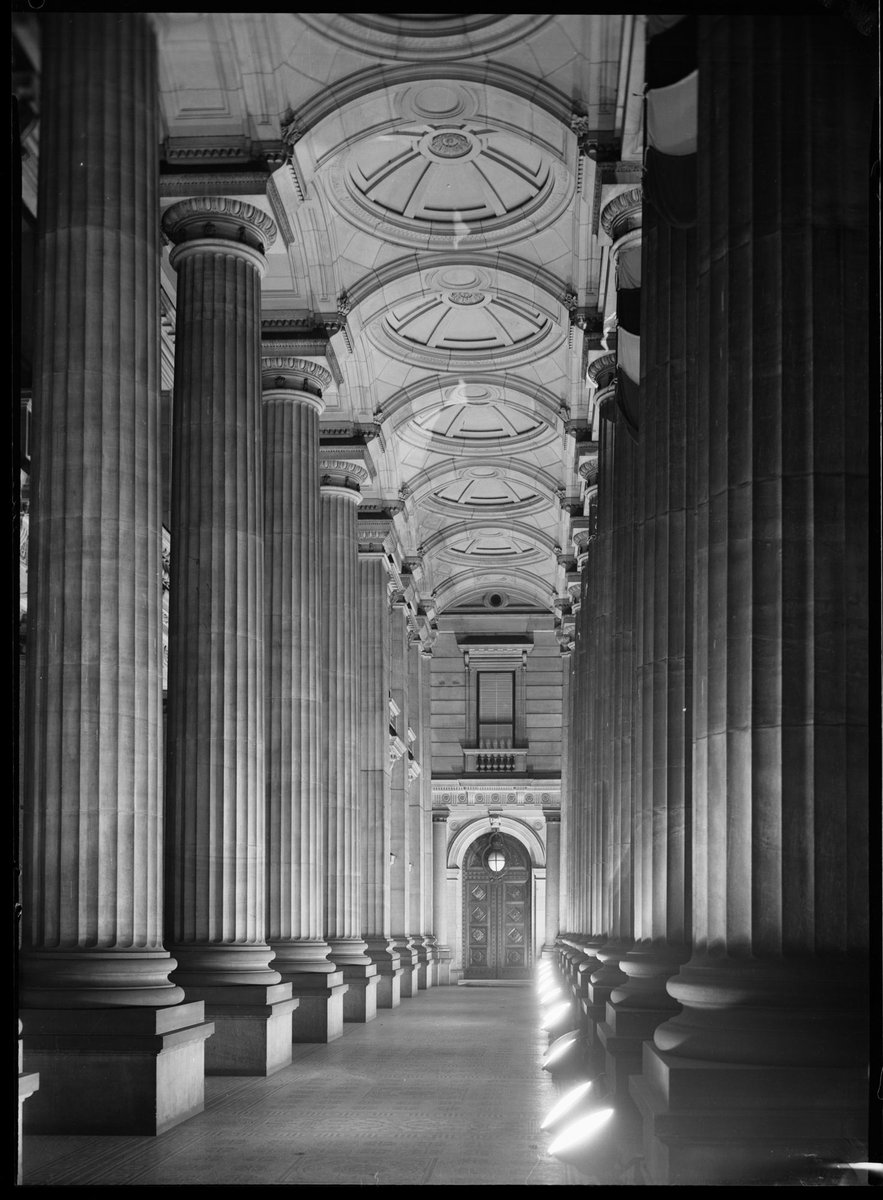 [Portico of State Parliament House, Melbourne], East Melbourne (1950s)