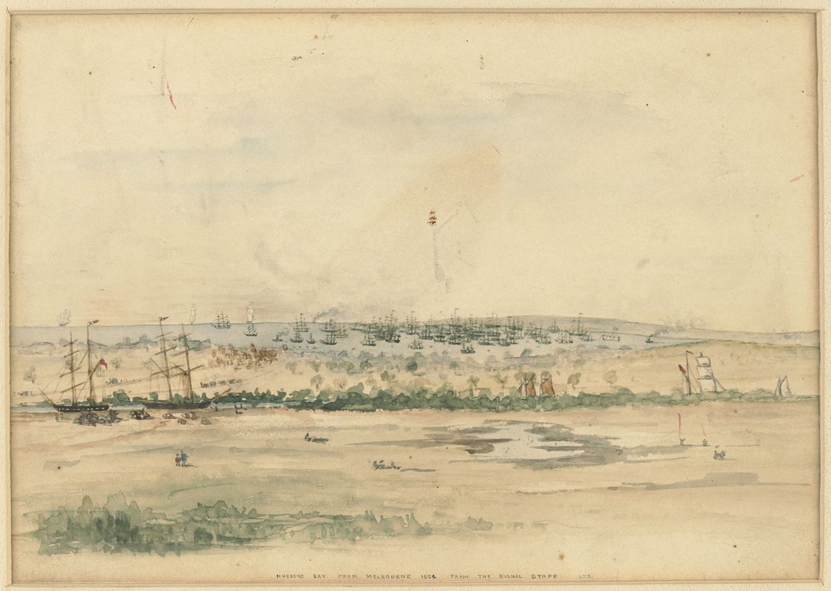 Hobsons Bay from Melbourne 1854 from the Signal Staff, Port Phillip Bay