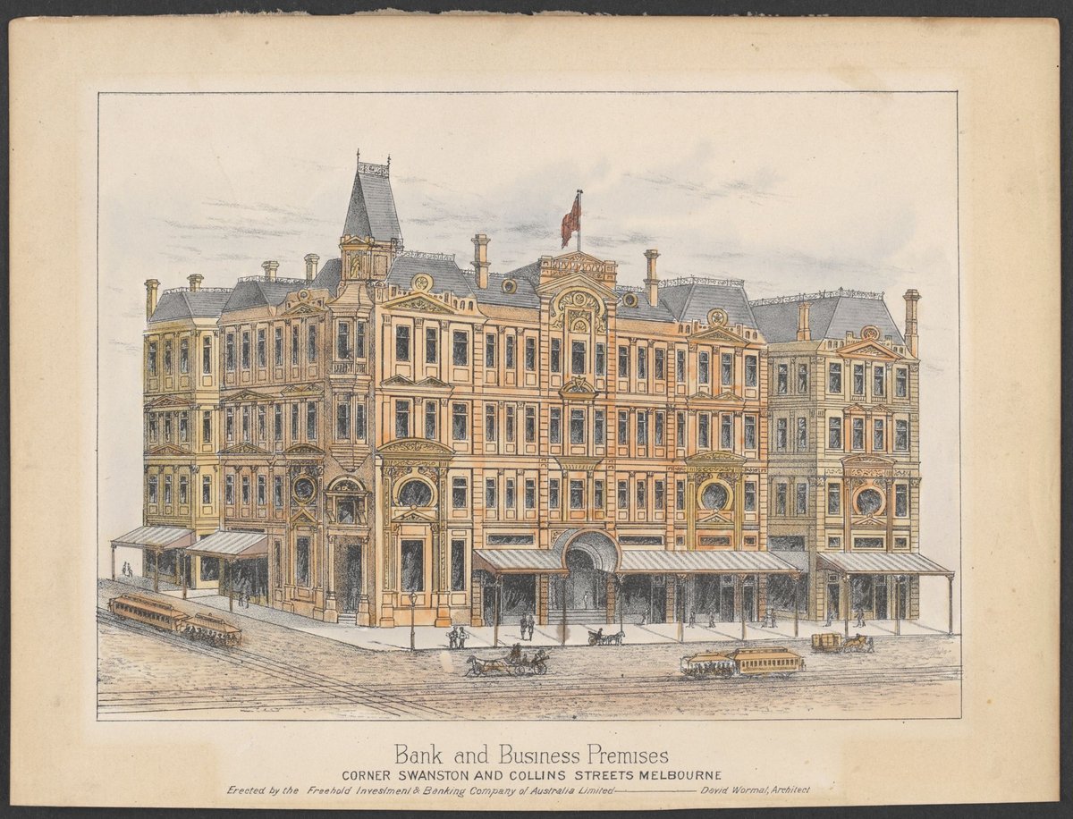 Bank and business premises corner Swanston and Collins Streets, Melbourne, Melbourne City (1888?)
