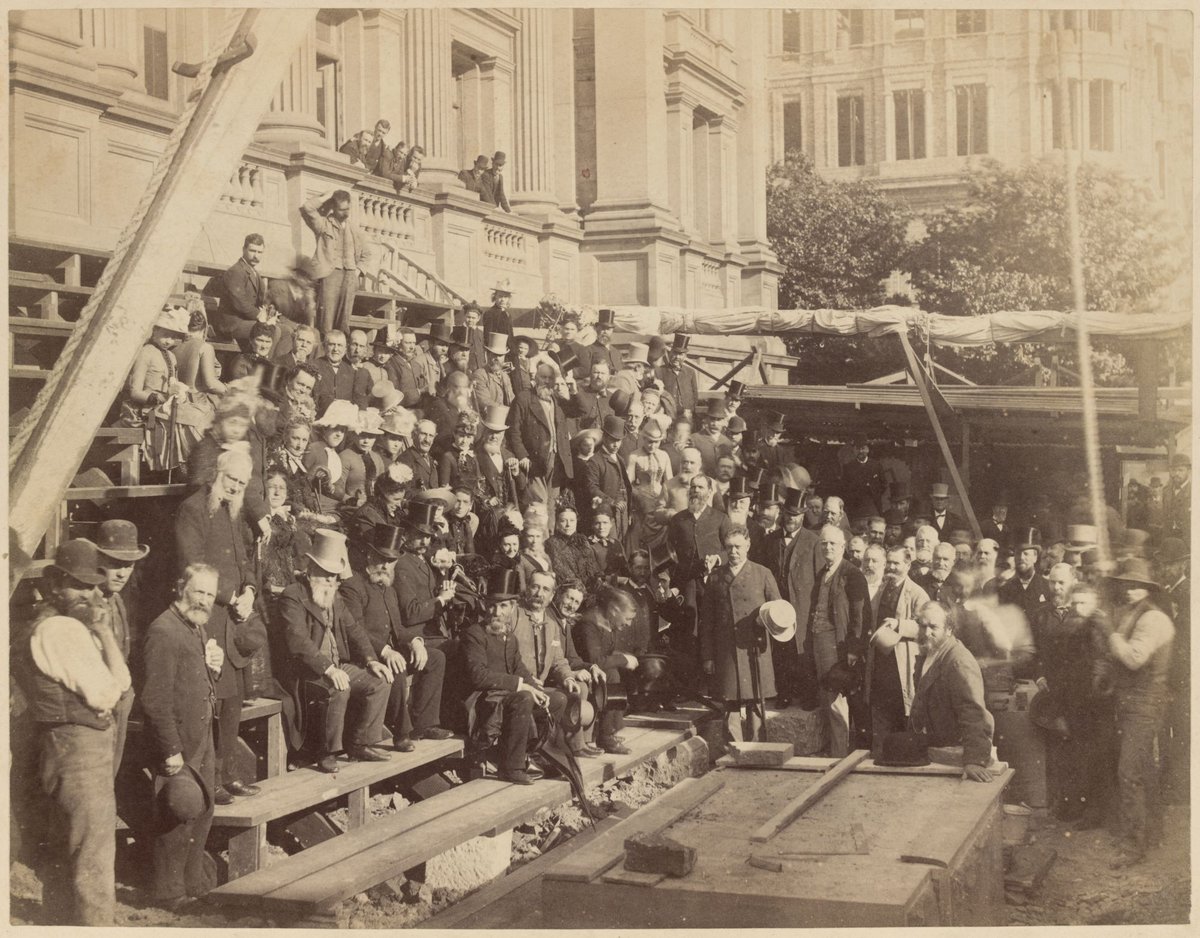 Laying the foundation stone of the portico of the town hall Melbourne, Vic, Melbourne City (1887–88)