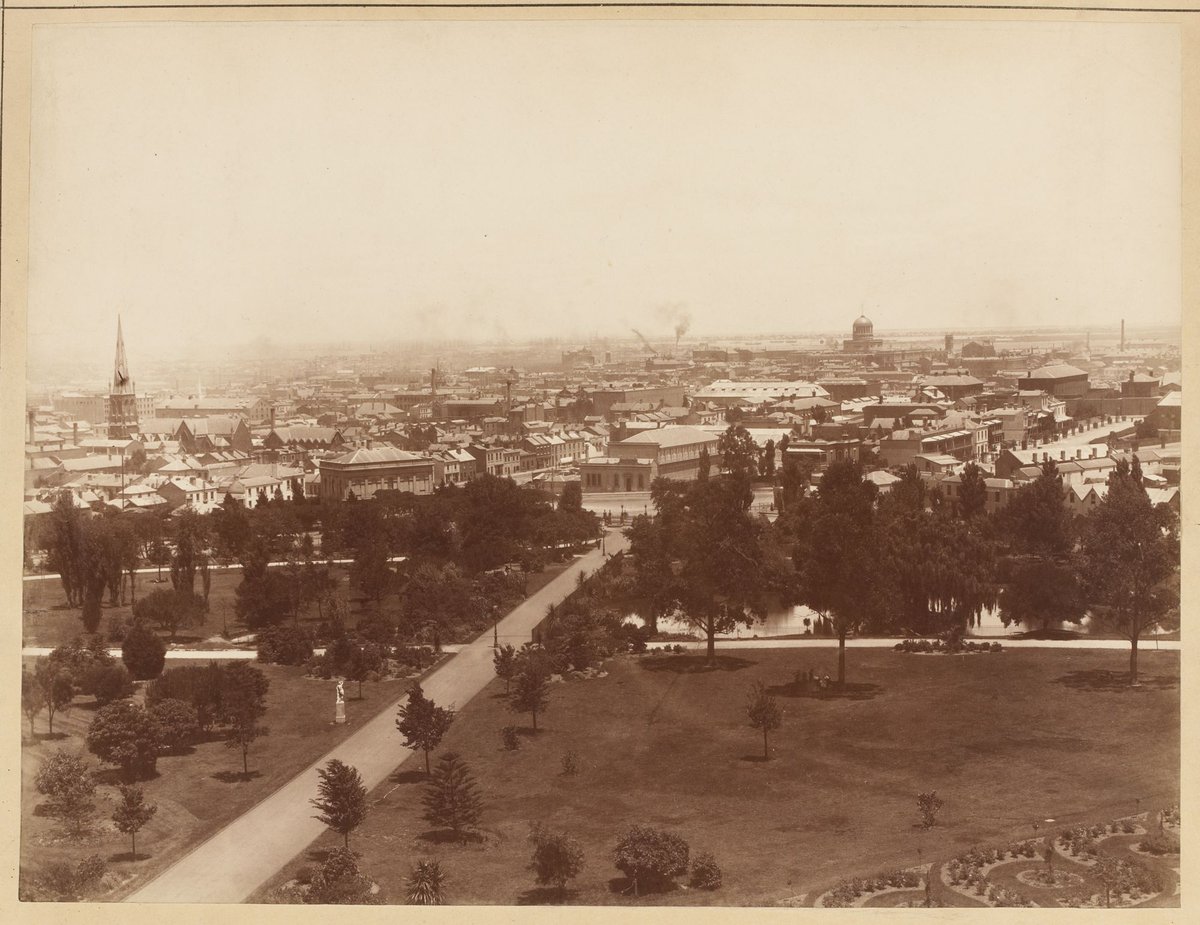 View of Melbourne (West) from the terrace of the Exhibition Building, Carlton Gardens (1883)