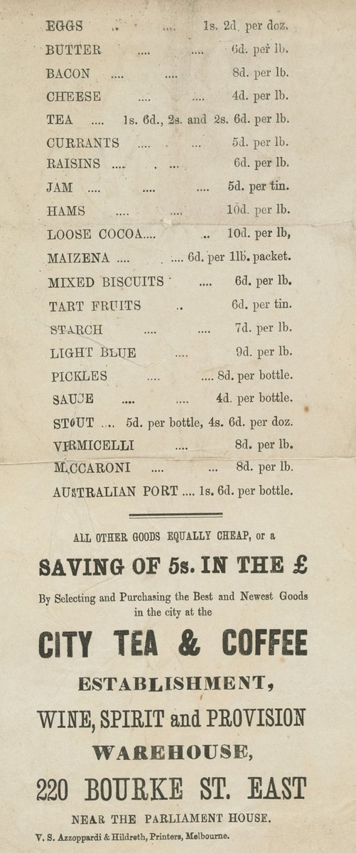City tea & coffee establishment, wine, spirit and provision warehouse, 220 Bourke St. East near the Parliament House, East Melbourne (1851–85)