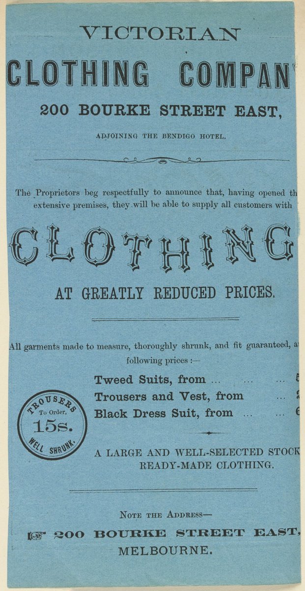 Advertisement for Carlton Prize Ale, Carlton Brewery, Melbourne and Victorian Clothing Company (1851–85)