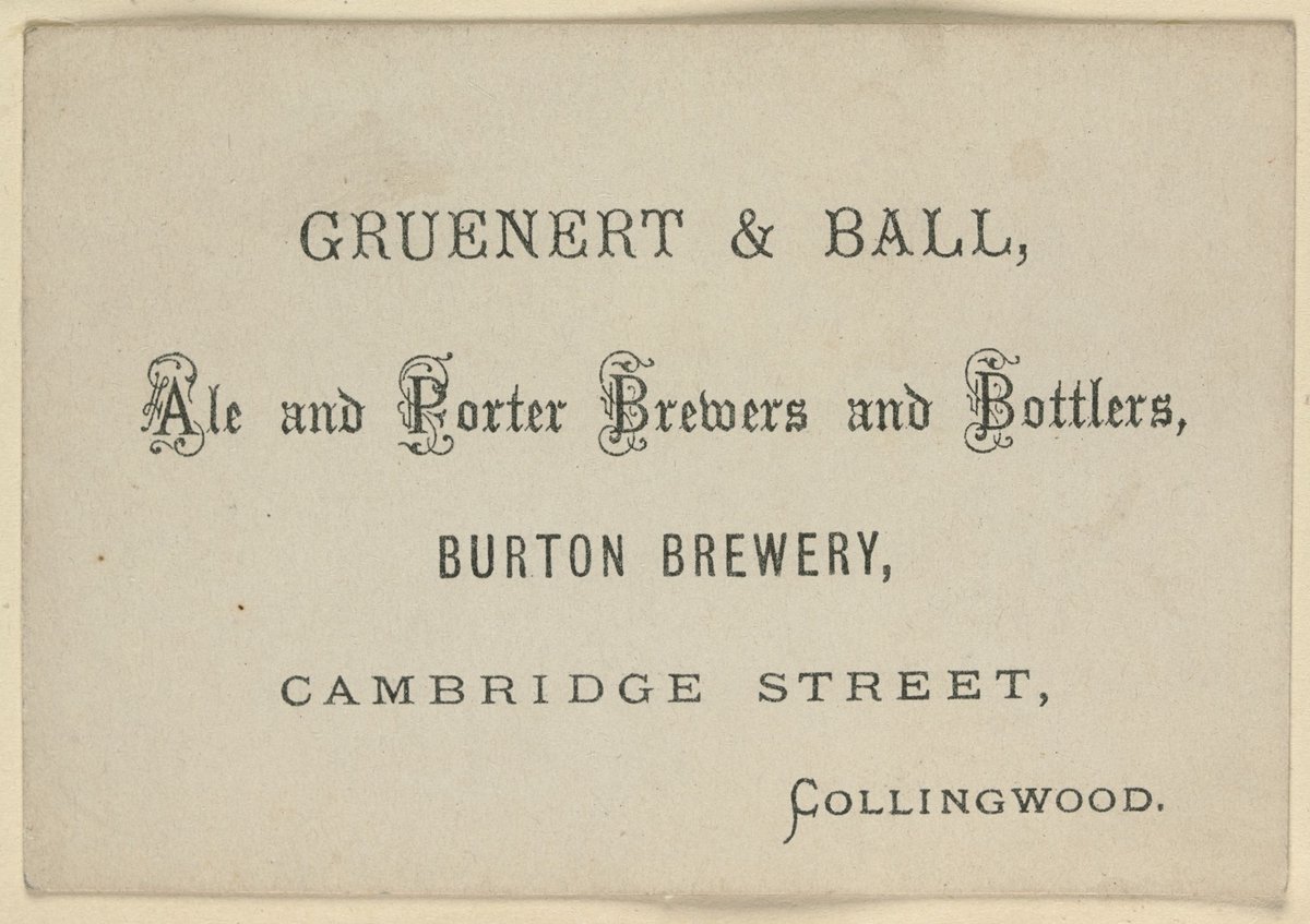 Gruenert & Ball, ale and porter brewers and bottlers, Burton Brewery, Cambridge Street, Collingwood (1851–85)