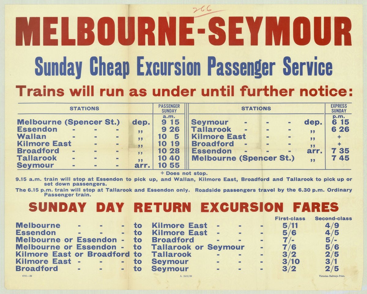 Melbourne-Seymour Sunday cheap excursion passenger service (1935–42)