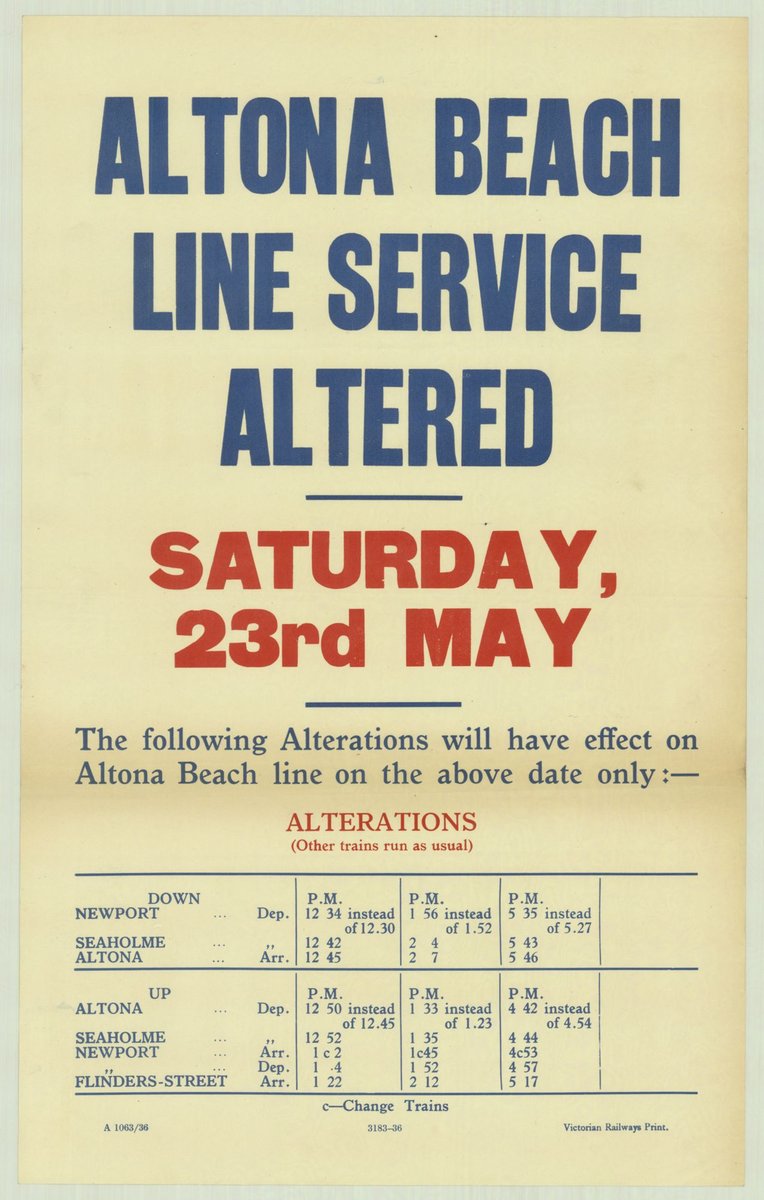 Altona Beach line service altered - Saturday 23rd May (1935–42)