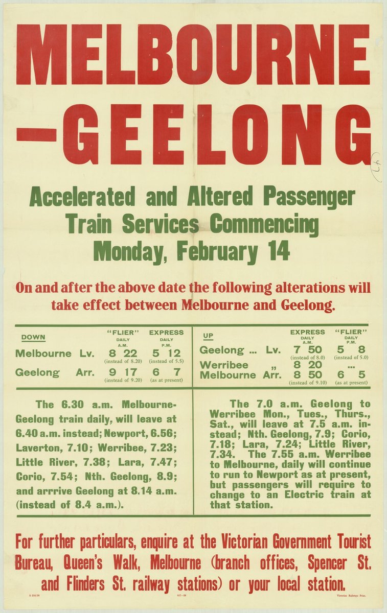 Melbourne - Geelong - accelerated and altered passenger train services commencing Monday February 14 (1935–42)
