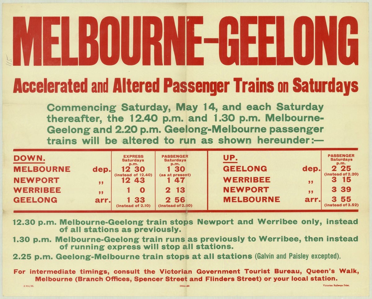 Melbourne-Geelong accelerated and altered passenger trains on Saturdays (1935–42)