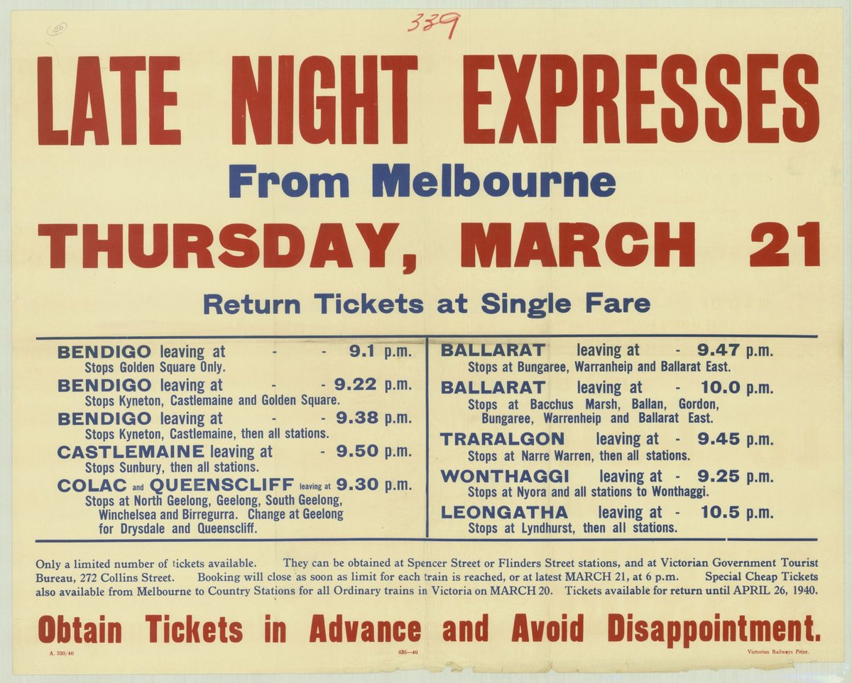 Late night expresses from Melbourne Thursday March 21 (1935–42)