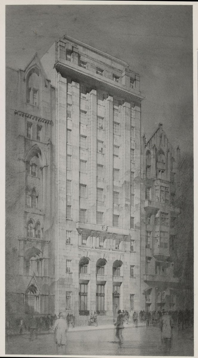 Design for proposed building for the Trustees Executive & Agency Co. Ltd, Collins St., Melbourne, Vic, Melbourne City (c. 1925)