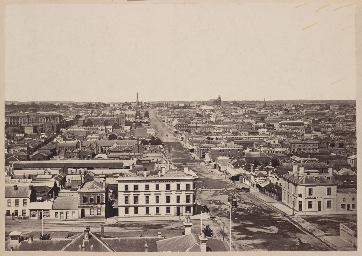 Views of the City of Melbourne (Victoria) : from the tower of Dr Fitzgerald's residence Lonsdale Street West, Melbourne City (1869)