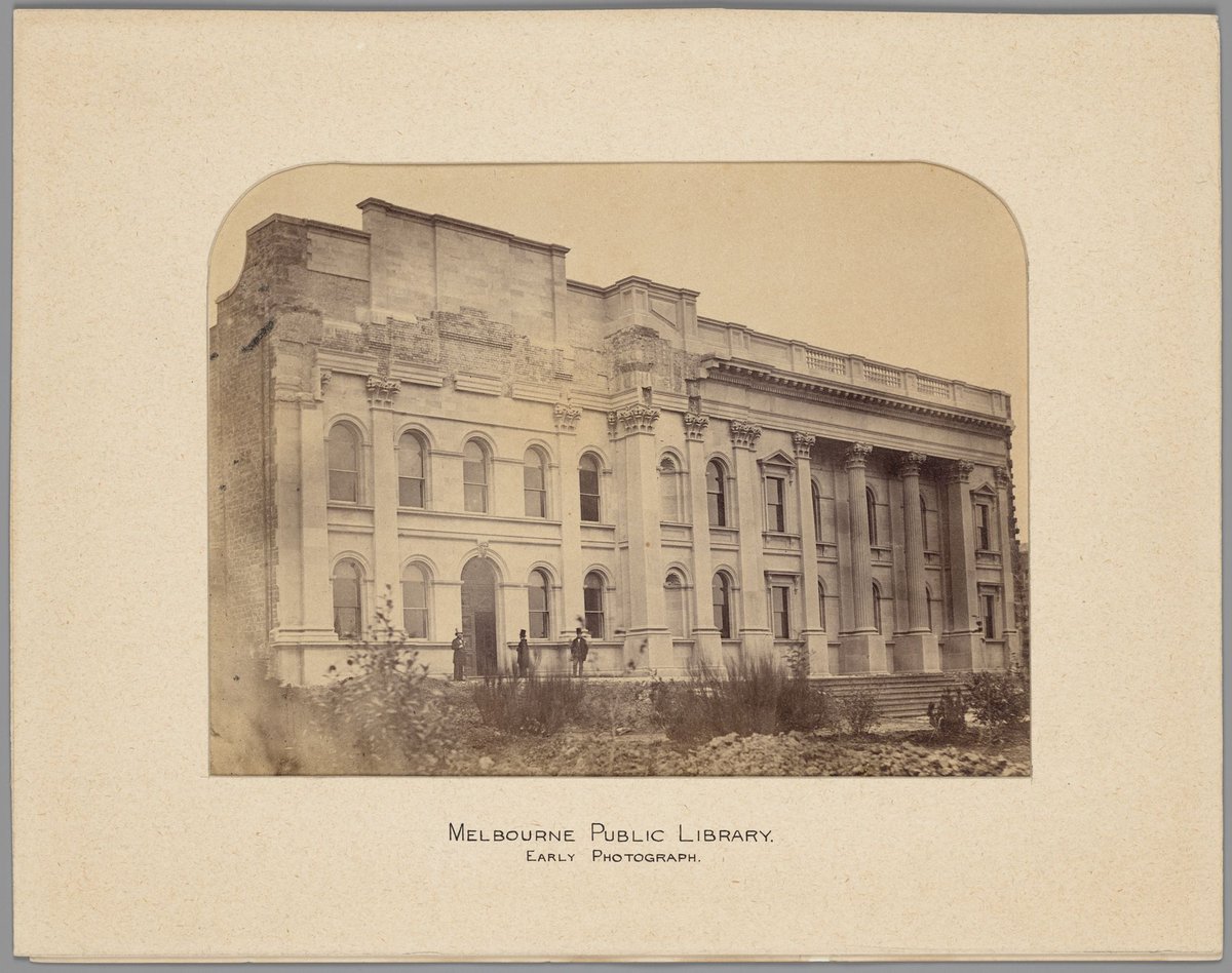 Melbourne Public Library (later State Library of Victoria), southern portion of Swanston Street frontage, Melbourne City (c. 1860)
