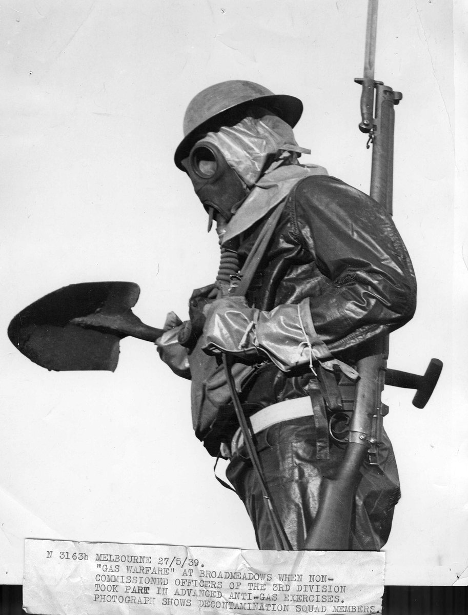 "Gas warfare" at Broadmeadows when noncommissioned officers of the 3rd Division took part in advanced anti-gas exercises (1939?)