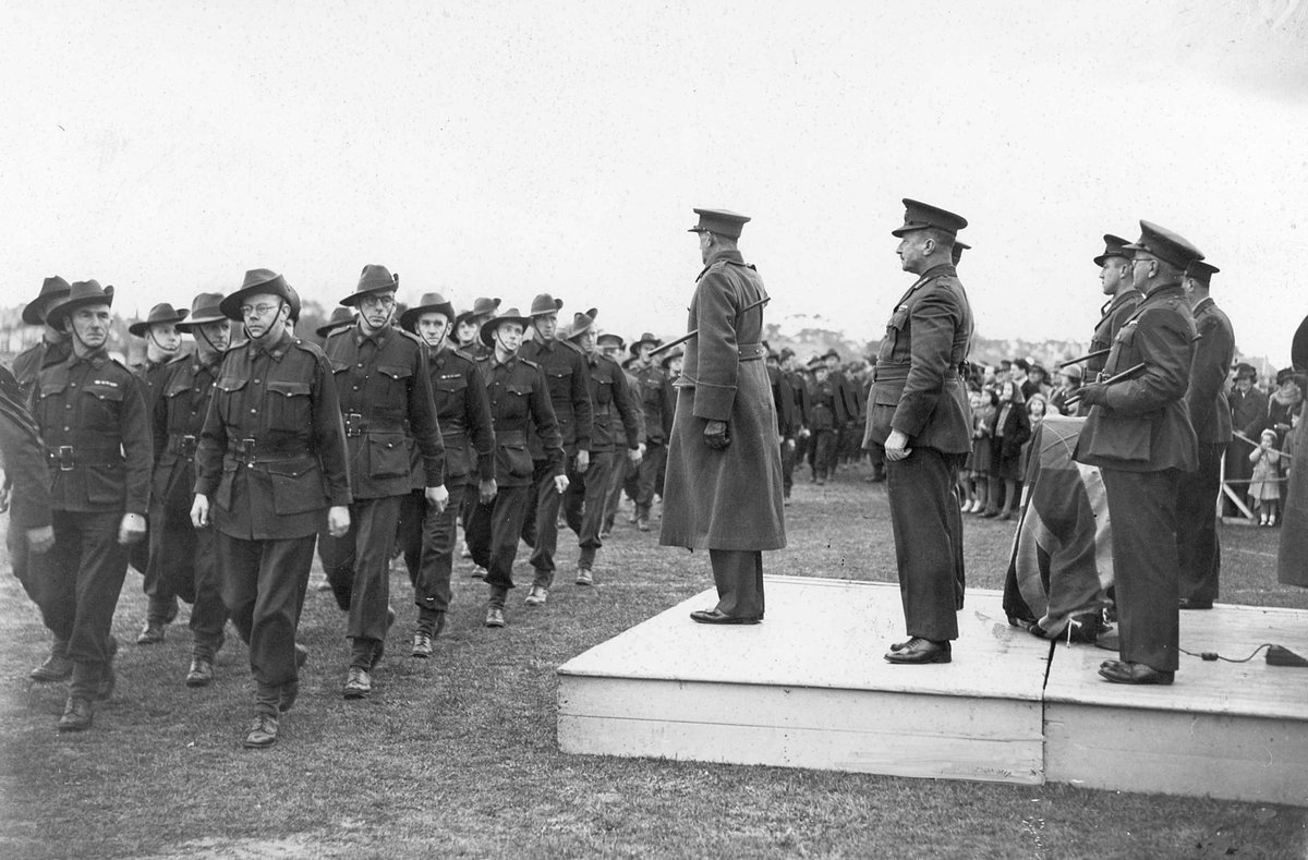 Lt. Gen. J.L. Whitham at church parade, Elsternwick Park (c. 1943)