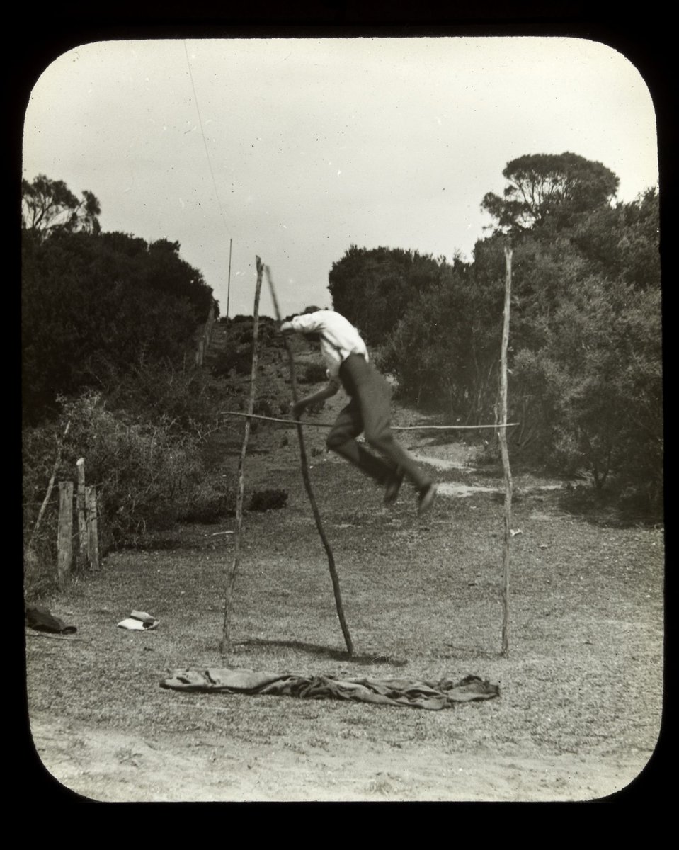 Frank doing high jump, "Ivanhoe" - 1909 [Sorrento] [slide]