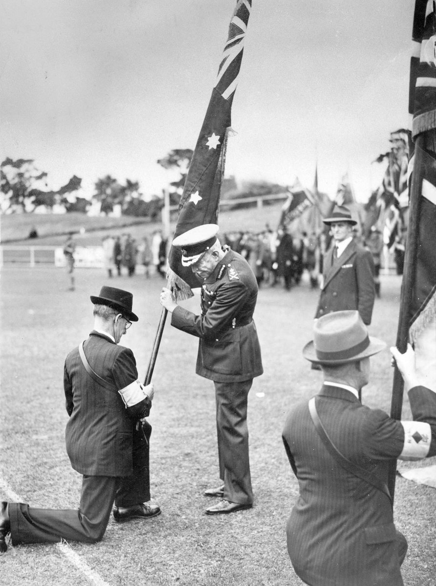 Presentation of colors [i.e. colours] by General Sir Harry Chauvel at Footscray V.D.C. unit (c. 1941)