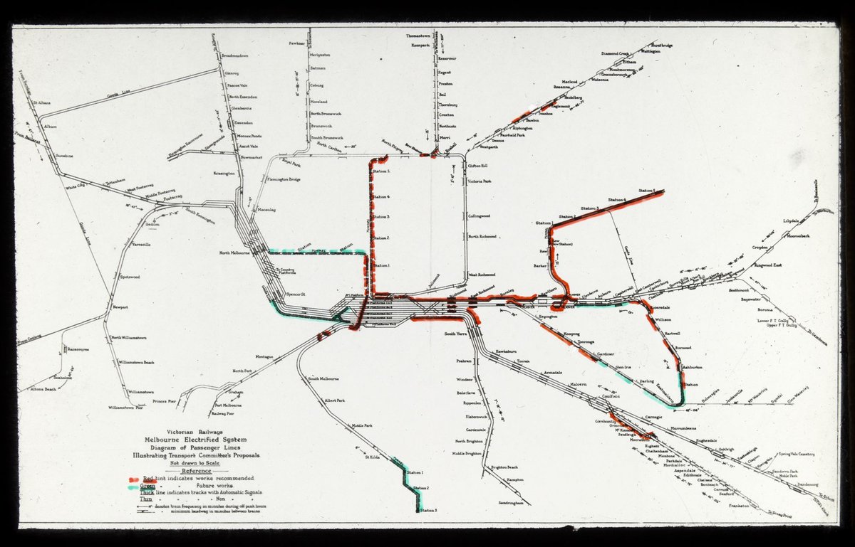 Melbourne electrified system. Diagram of [train] passenger lines illustrating Transport Committee's proposals (1930–50)