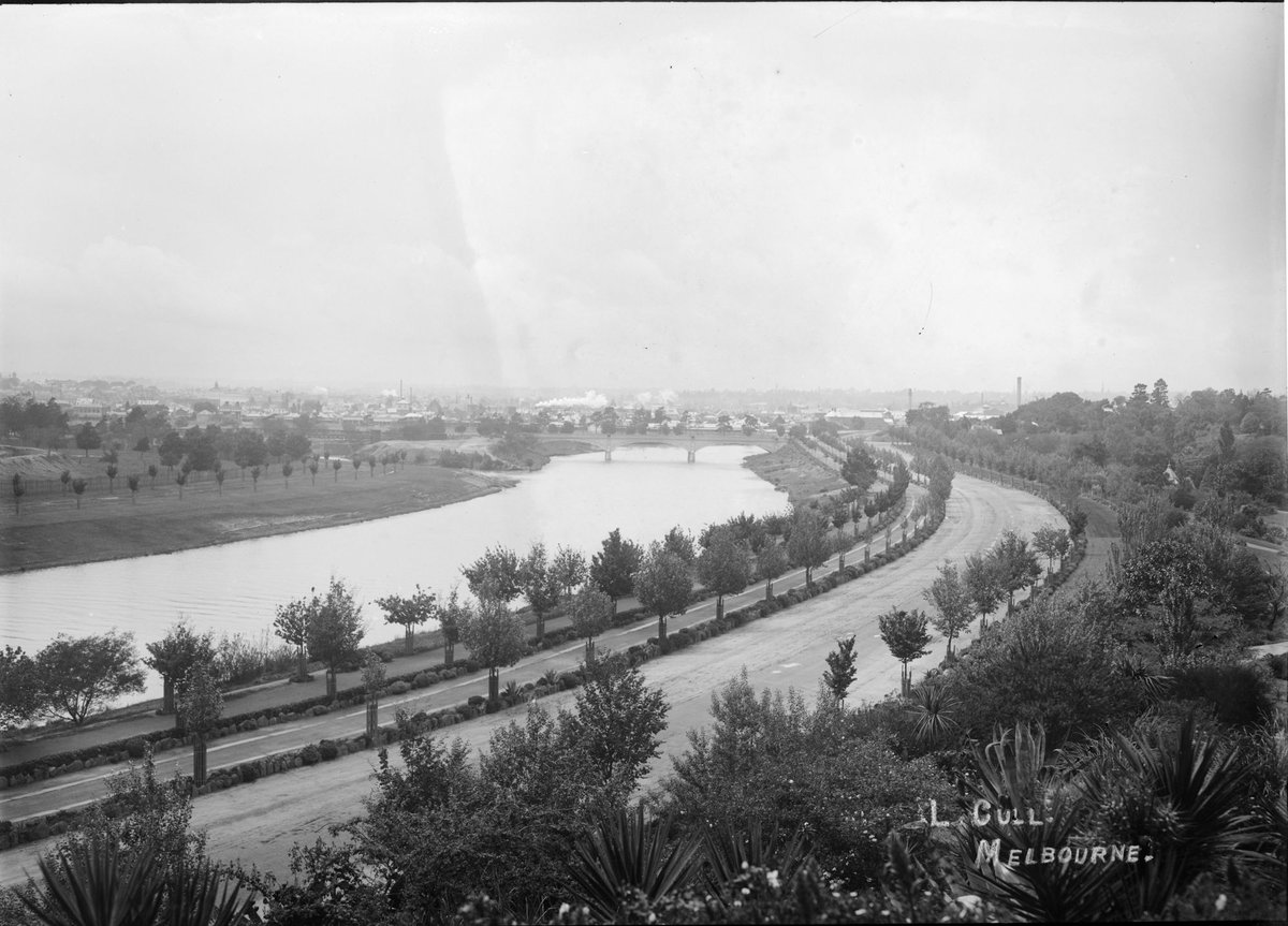 Alexandra Avenue, Queen Victoria Gardens and Yarra River, Melbourne City (c. 1900)