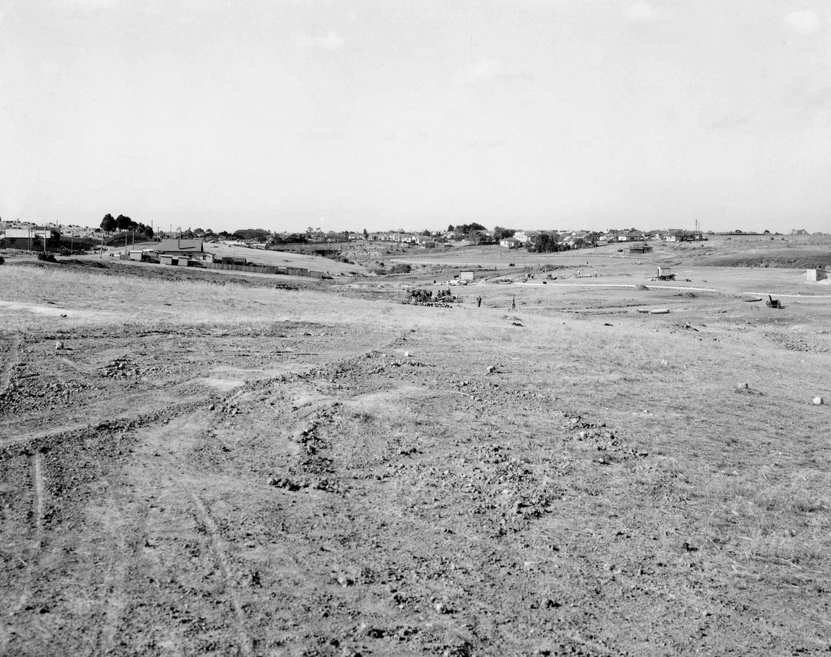 Site of the Coburg Housing Estate, with horse and cart in middle distance, looking towards Brunswick (1945–49)