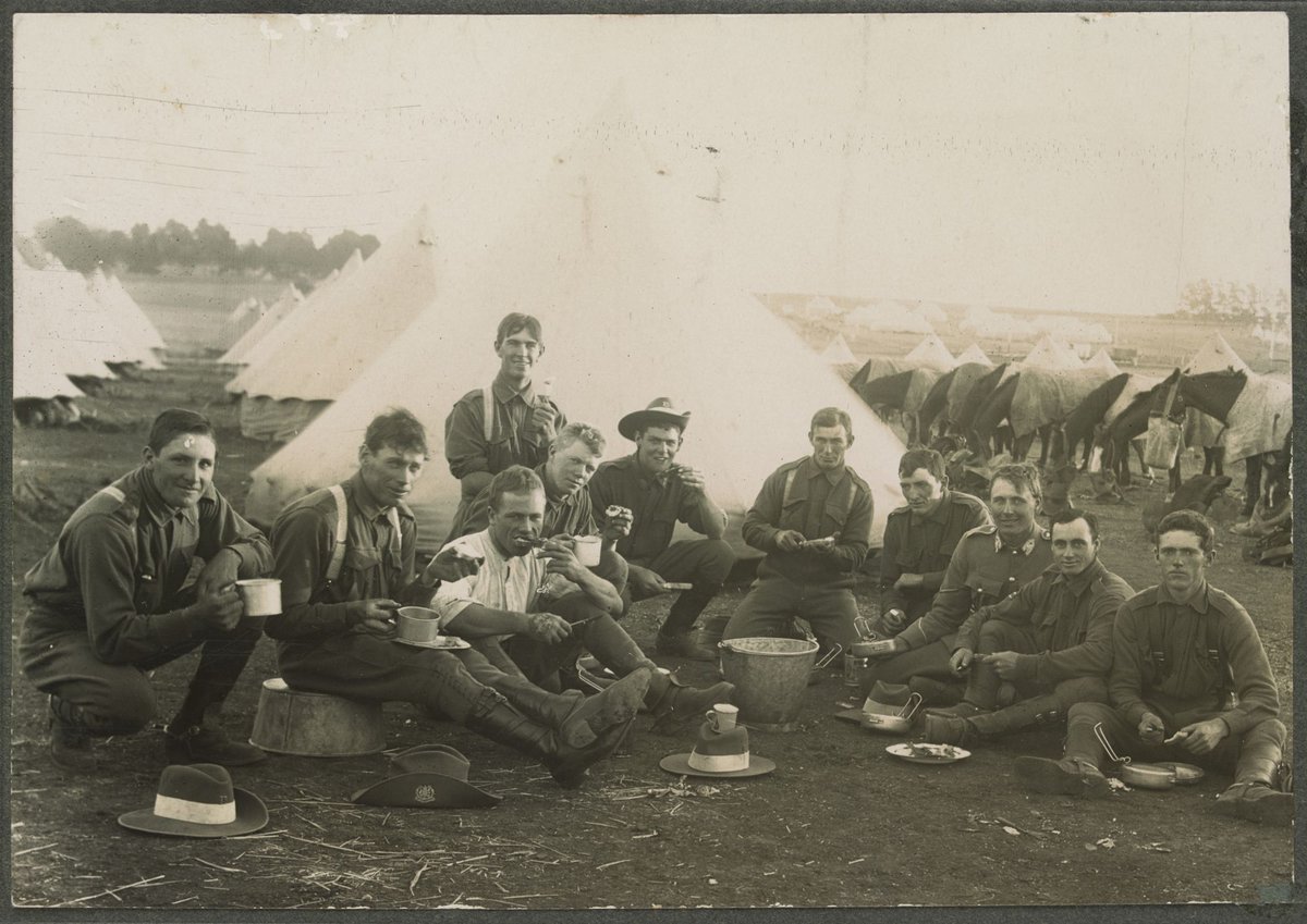 Soldiers having a meal, Broadmeadows Army Camp (1914–18)