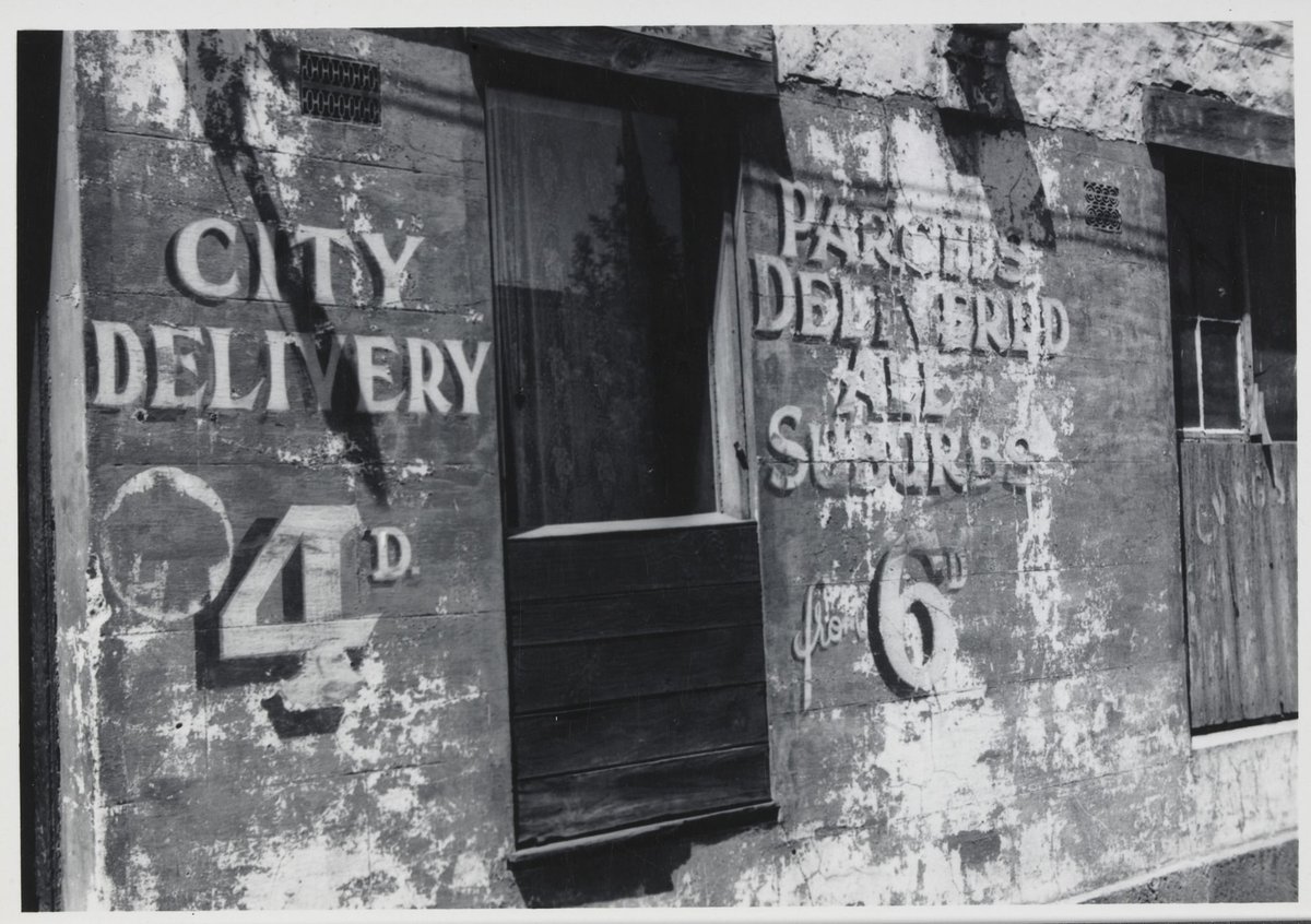 Rendered wall with old sign-writing, possibly the Eastern Market, Exhibition Street, Melbourne, Melbourne City (1940–54)